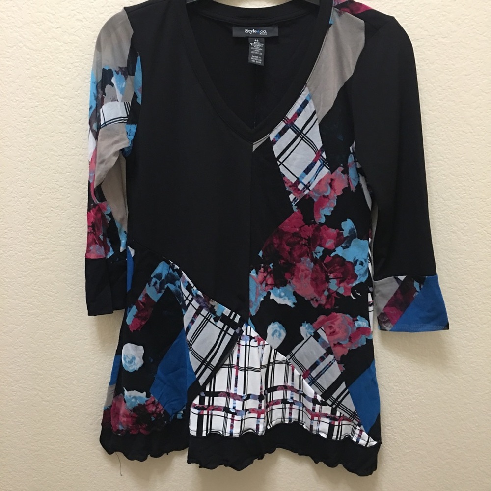 Women’s Style&co PS - Black Multi Colored Blouse